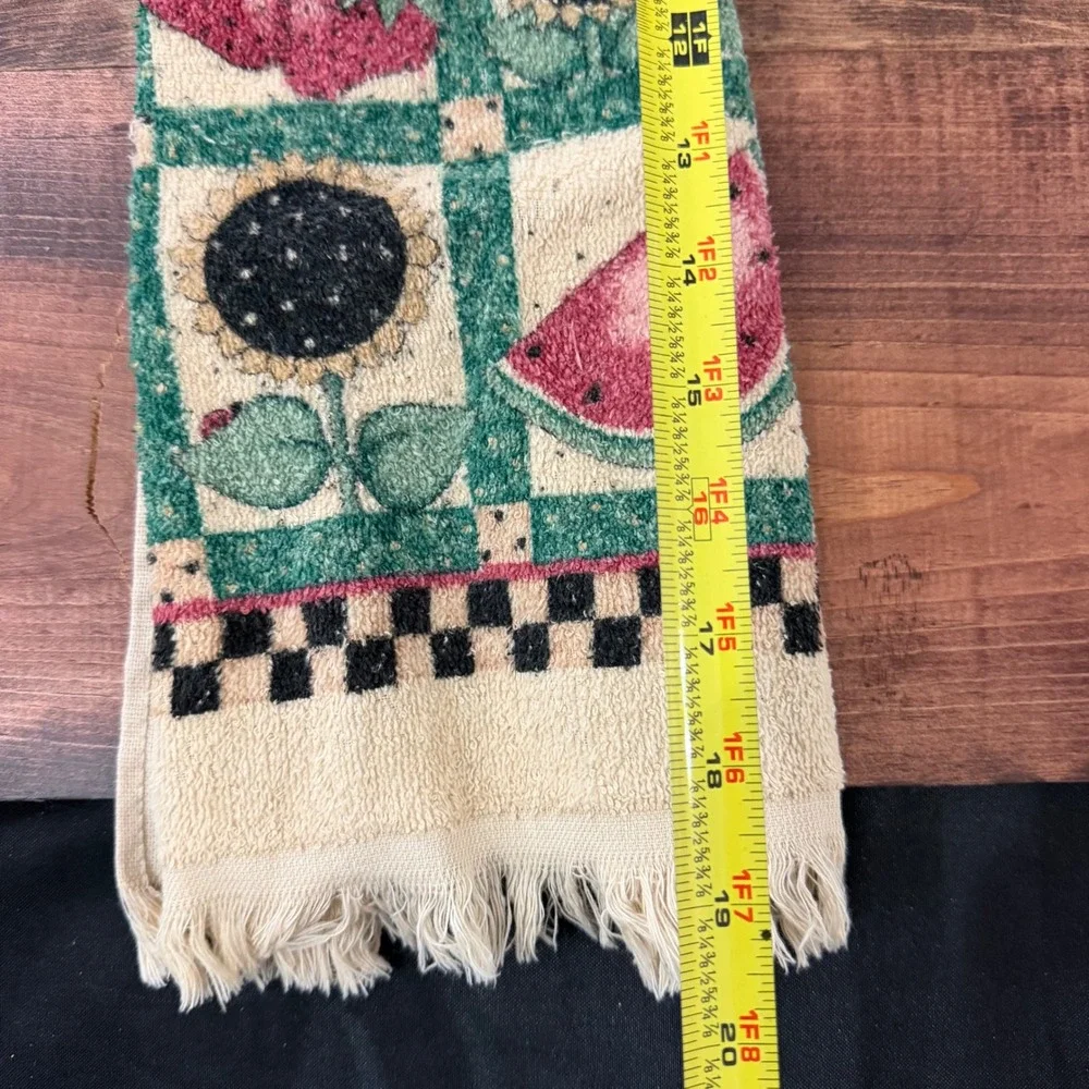 Handmade Primitive Country Kitchen Towel Set Watermelon Sunflower Heart Hanger
